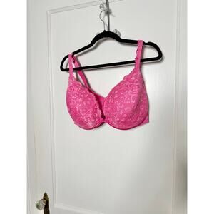 Cacique Women's Pink Lace Underwire Supportive Feminine Bra Size 44 DD